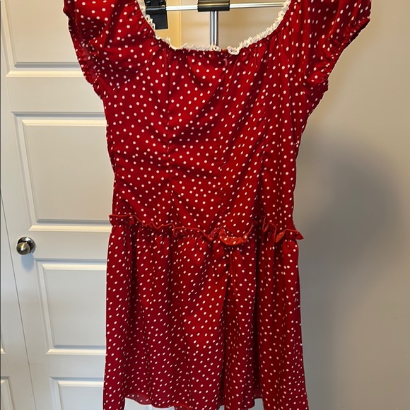 Red Ruffled Flutter Sleeve Mini Dress - Picture 3 of 3